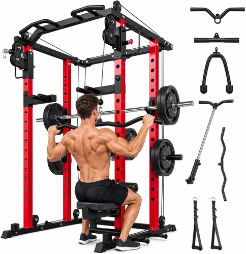 Power rack squat cage with - cage, lat